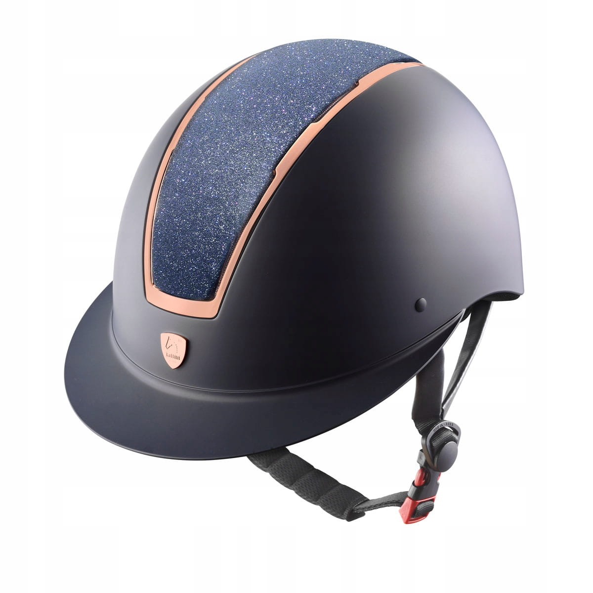 Kask z szerokim daszkiem z elementami w kolorze różowego złota Blue Tattini - Cavalo